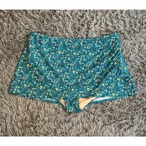 Garnet Hill Swim Skirt Womens 18 Blue Floral High Waist Swimwear Full Coverage